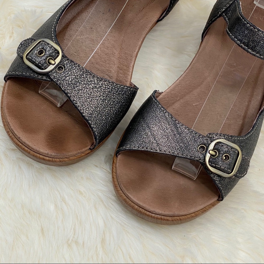 DANSKO Weathered Dark Nickel Strappy Clog Sandals - Picture 2 of 9